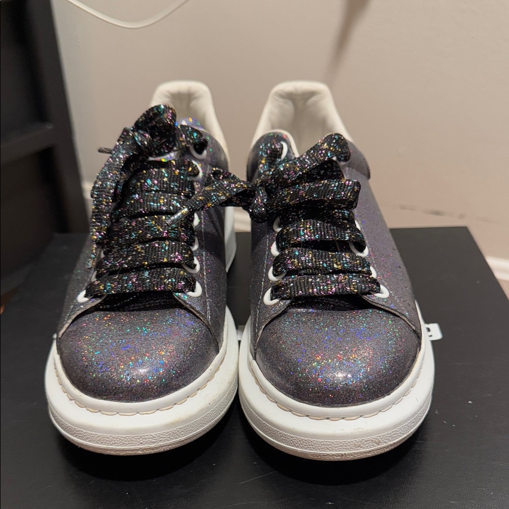 Alexander McQueen Glitter Sneakers - Black and White